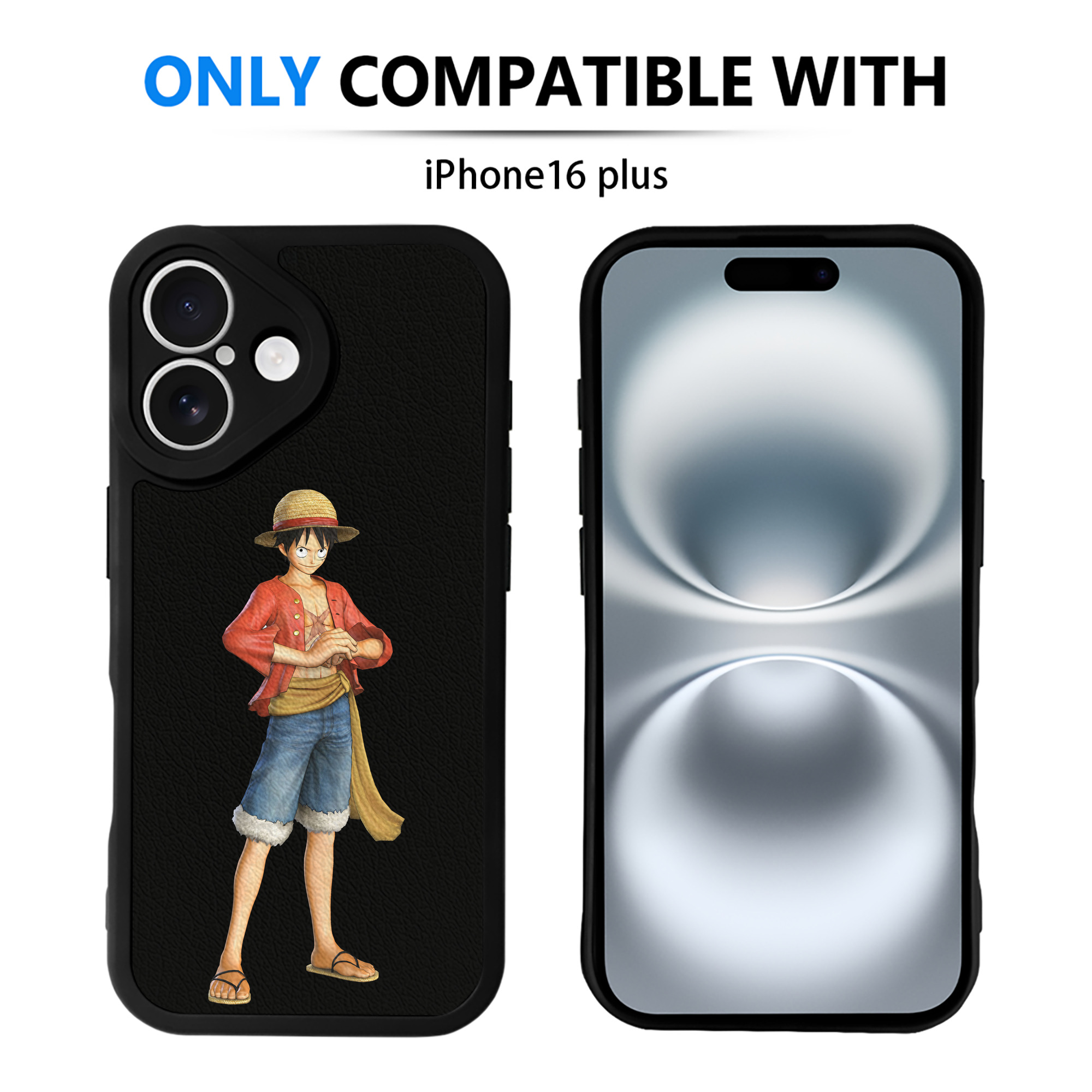 （画像用） ワンピース モンキー・D・ルフィ ONE PIECE Monkey D. Luffy 【iPhone 16シリーズ対応】シリコンスマホケース（レザー調） 材質：シリコン